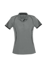 Women's Premium Polyester Polo - Ash/Black  | SS-P405LS-LHB E-40. 